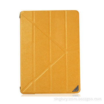 Leather Standing Case for iPad Air with Frosted PC Back Cover and Three Tri-folder Design
